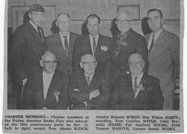 Charter members of the Fulton Amateur Radio Club at the 10th anniversary party, November 1967